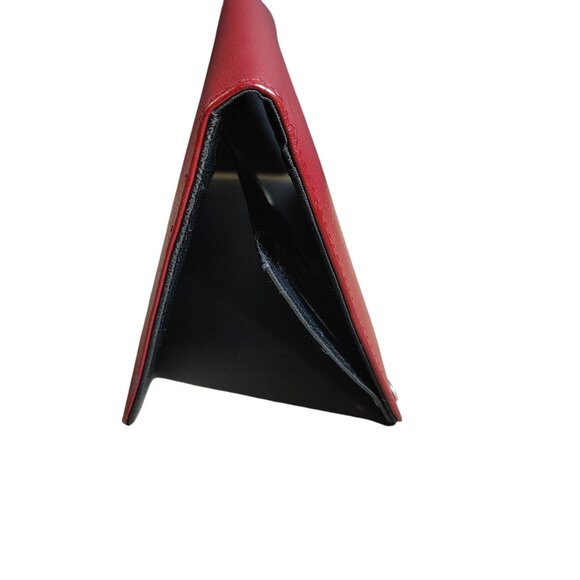 Long Wallet Red Faux Leather Travel Passport Card Slots Zipper Pocket Organizer - Picture 7 of 8